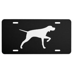 Pointing Pointer Dog Silhouette Black and White License Plate