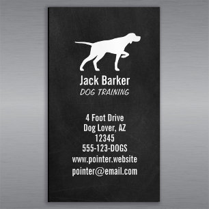 Pointing Pointer Dog Silhouette Chalkboard Style B Business Card Magnet