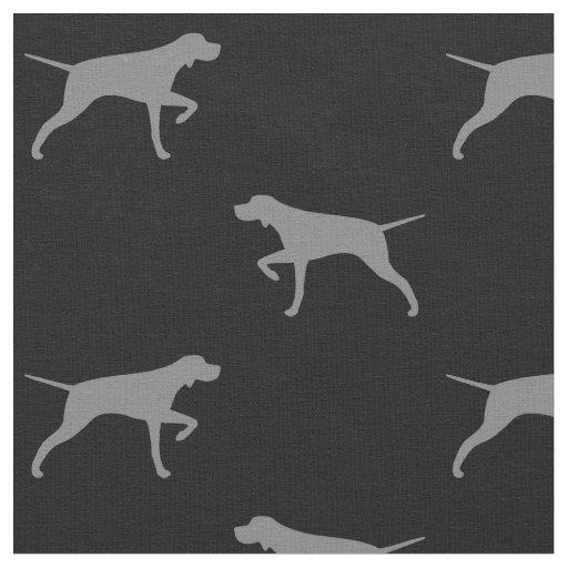 Pointing Pointer Dog Silhouettes Patterned Fabric