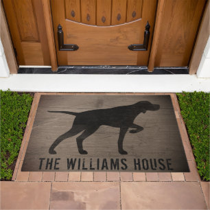 Pointing Pointer Silhouette Dog Breed Personalized Doormat