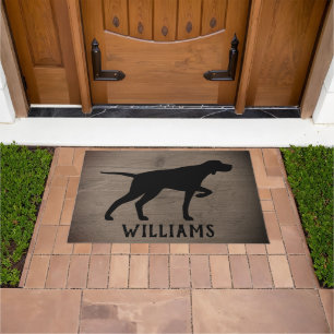 Pointing Pointer Silhouette Dog Breed Personalized Doormat