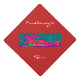 Pointing Red Mermaid Thunder_Cove Graduation Cap Topper