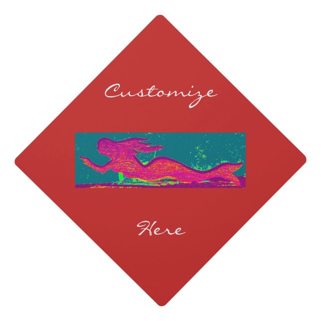 Pointing Red Mermaid Thunder_Cove Graduation Cap Topper (Front)