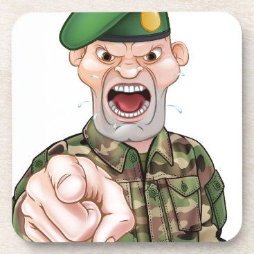 Pointing Soldier Cartoon Beverage Coaster Pointing Soldier Cartoon Beverage Coaster