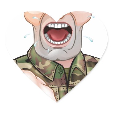 Pointing Soldier Cartoon Heart Sticker Pointing Soldier Cartoon Heart Sticker
