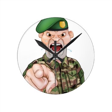 Pointing Soldier Cartoon Round Clock Pointing Soldier Cartoon Round Clock