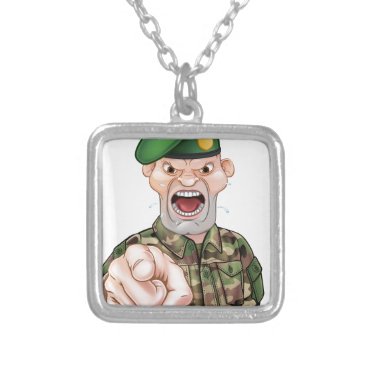 Pointing Soldier Cartoon Silver Plated Necklace Pointing Soldier Cartoon Silver Plated Necklace