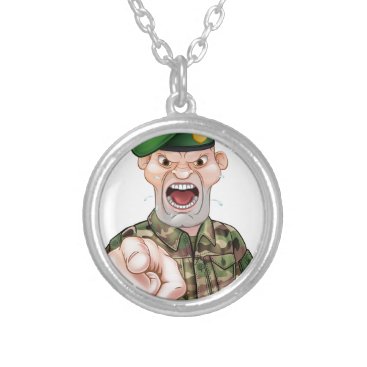 Pointing Soldier Cartoon Silver Plated Necklace Pointing Soldier Cartoon Silver Plated Necklace