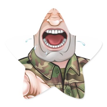 Pointing Soldier Cartoon Star Sticker Pointing Soldier Cartoon Star Sticker