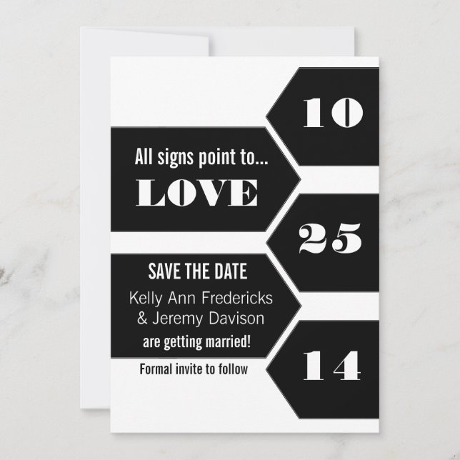 Pointing Towards Love Save the Date Announcement (Front)