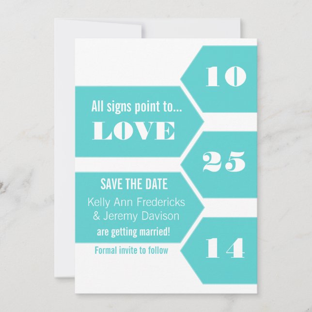Pointing Towards Love Save the Date Announcement (Front)