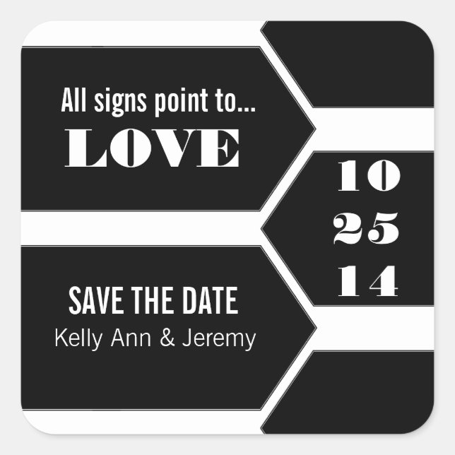 Pointing Towards Love Save the Date Stickers (Front)