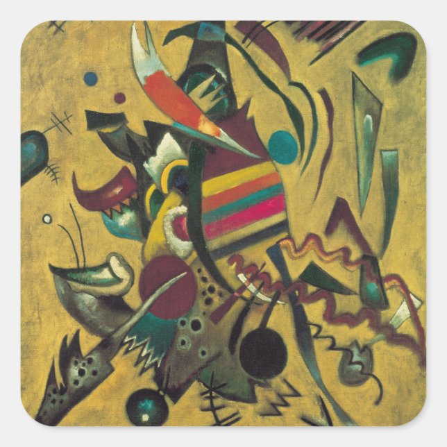 Points by Wassily Kandinsky, Vintage Expressionism Square Sticker (Front)