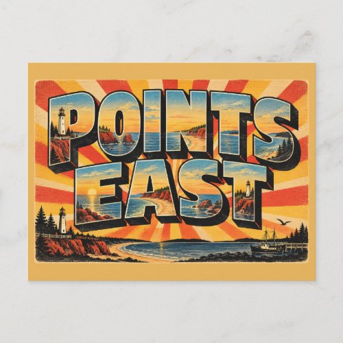 Points East PEI Lighthouses Scenic Drive Art Postcard