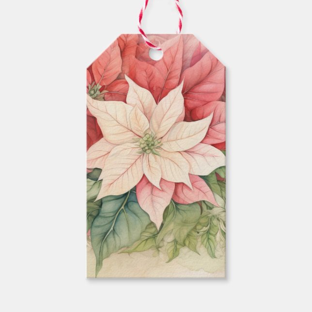 Pointsettia Flower Gift Tags (Front)