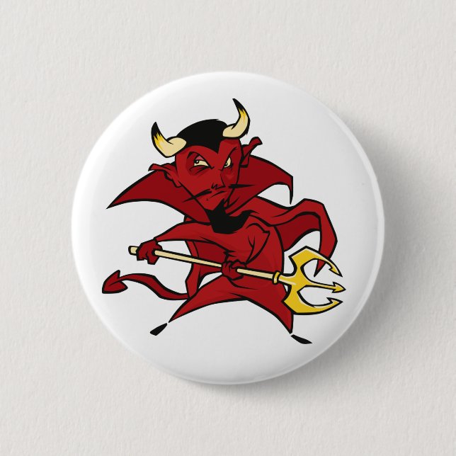 Pointy Red Devil Pinback Button (Front)