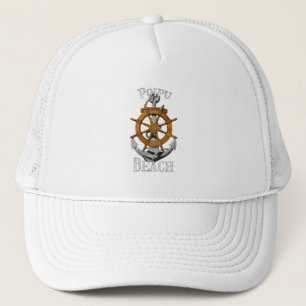 Poipu Beach Hawaii Vacation Nautical Anchor Helm S Trucker Hat