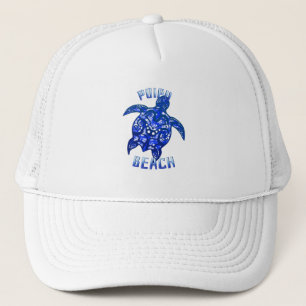 Poipu Beach Hawaii Vacation Tribal Turtle Trucker Hat
