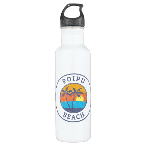 Poipu Beach Kauai Faded Classic Style Stainless Steel Water Bottle