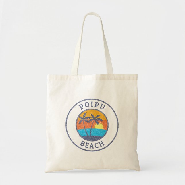 Poipu Beach, Kauai Faded Classic Style Tote Bag (Front)