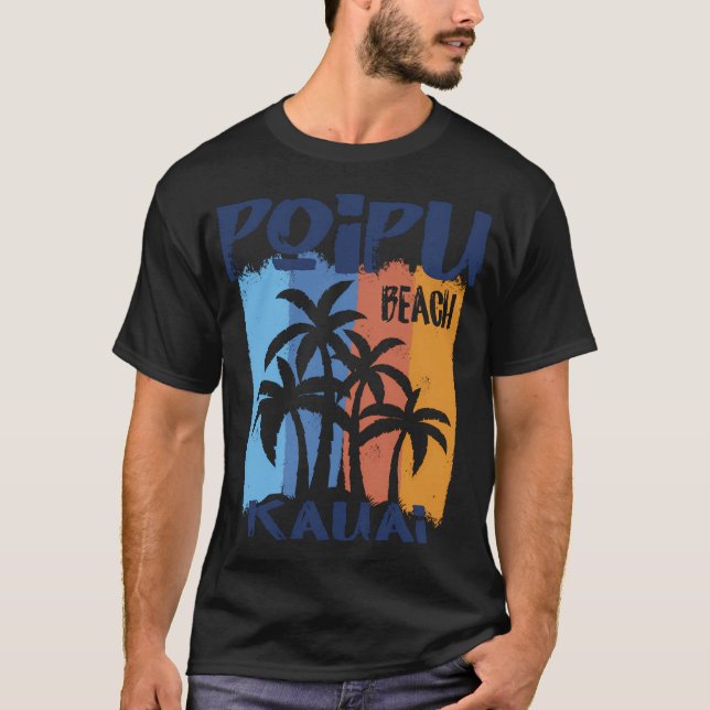Poipu Beach Kauai Fun Colorful Palm Trees T-Shirt (Front)
