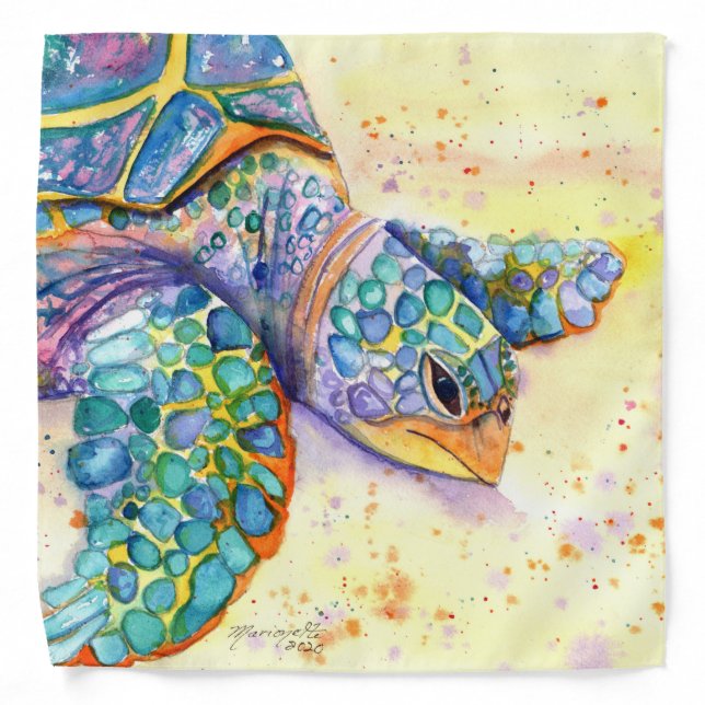 Poipu Beach Turtle Scarf Bandana (Front)