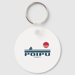 Poipu Hawaii Sunset Sailboat Sunrise Summer Ocean Keychain