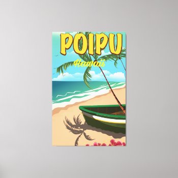 Poipu Hawaii Travel Poster Canvas Print by bartonleclaydesign at Zazzle