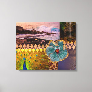 Poipu Sunrise, Kauai Hawaiian Collage Canvas Print
