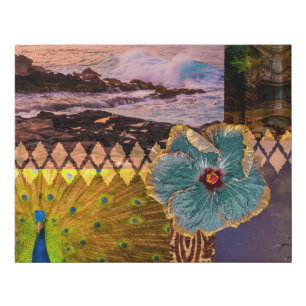 Poipu Sunrise, Kauai Hawaiian Collage Faux Wrap Canvas Print