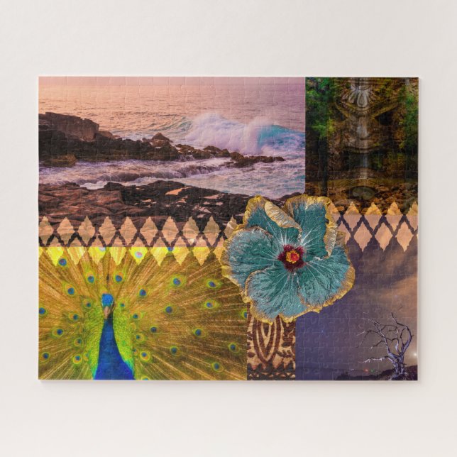 Poipu Sunrise, Kauai Hawaiian Collage Jigsaw Puzzle (Horizontal)