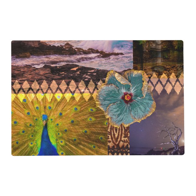 Poipu Sunrise, Kauai Hawaiian Collage Reversible Placemat (Front)