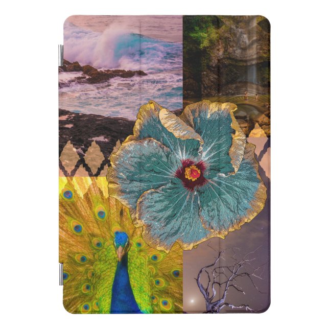 Poipu Sunrise, Kauai Hawaiian Peacock Collage iPad Pro Cover (Front)