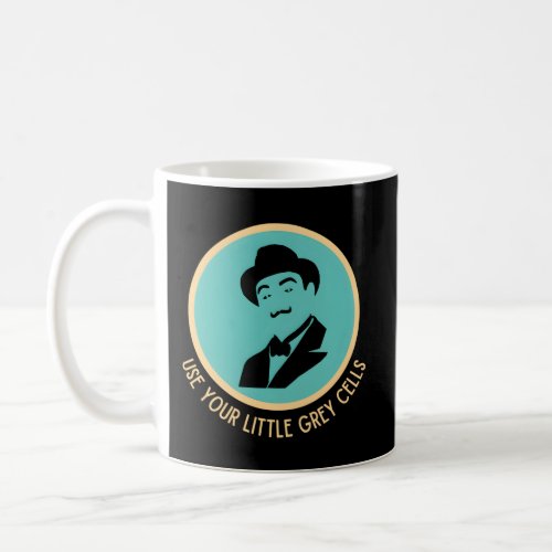 Poirot Use Your Little Grey Cells Mustache Blue Coffee Mug