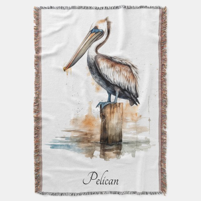 Poise of the Pelican  Throw Blanket (Front Vertical)