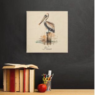 Poise of the Pelican Wood Wall Art