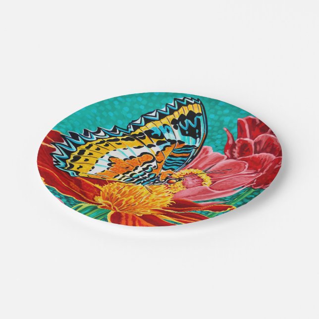 Poised Butterfly I Paper Plates (Angled)