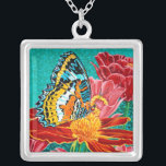 Poised Butterfly I Silver Plated Necklace<br><div class="desc">Animals</div>
