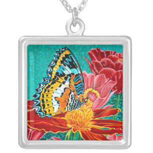 Poised Butterfly I Silver Plated Necklace