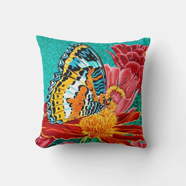 Poised Butterfly I Throw Pillow (Front)