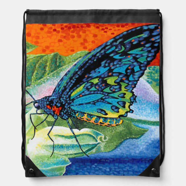 Poised Butterfly II Drawstring Bag (Front)