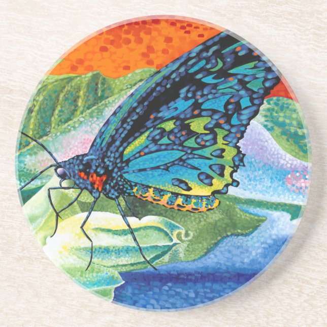 Poised Butterfly II Drink Coaster (Front)