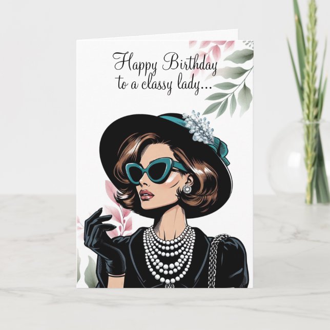 Poised Chic Noir Birthday  Card (Front)