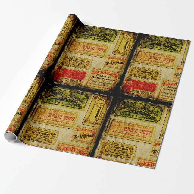 Poison Apothecary Gift Wrapping Paper (Unrolled)