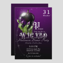 Poison Apple Wicked Witch Purple Halloween Party Invitation