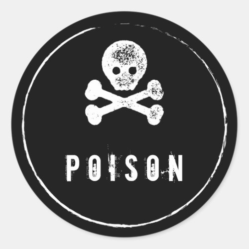 Poison Black White Skull Halloween Stickers