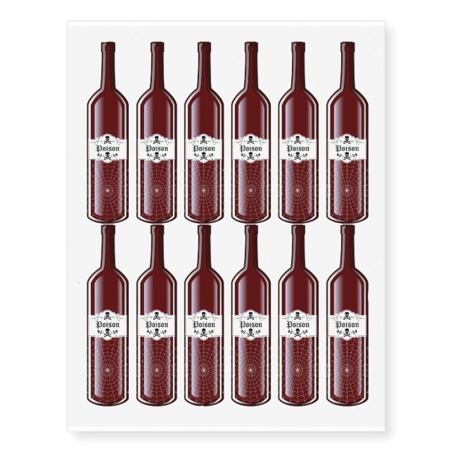 Poison Bottles Halloween Design Temporary Tattoos (Front)