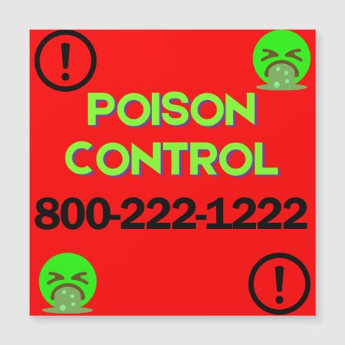 Poison Control Number Fridge Magnetic Card