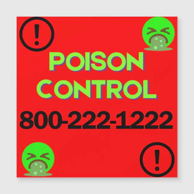 Poison Control Number Fridge Magnetic Card | Zazzle