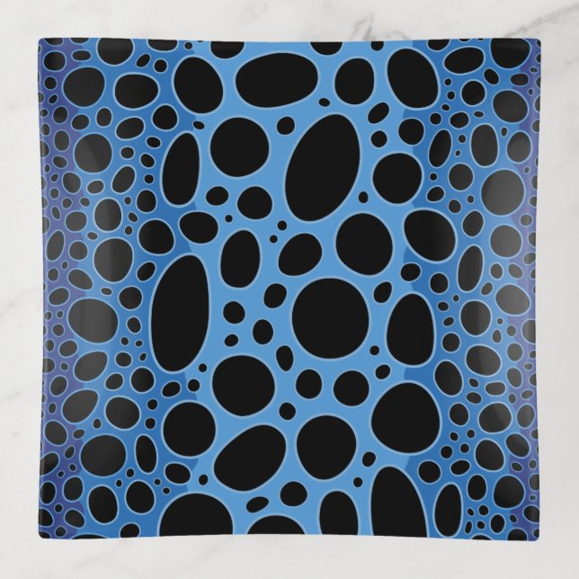 Poison Dart Frog Blue and Black Trinket Tray (Front)